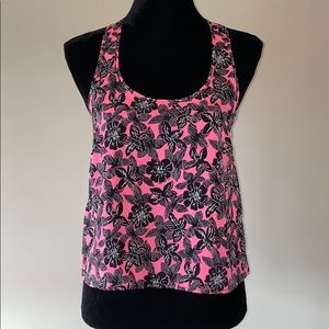 Pink and black floral tank